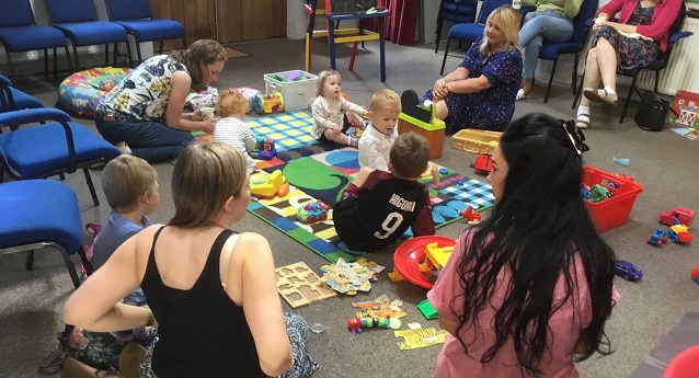 Parents, carers and pre-school children in the Tower room